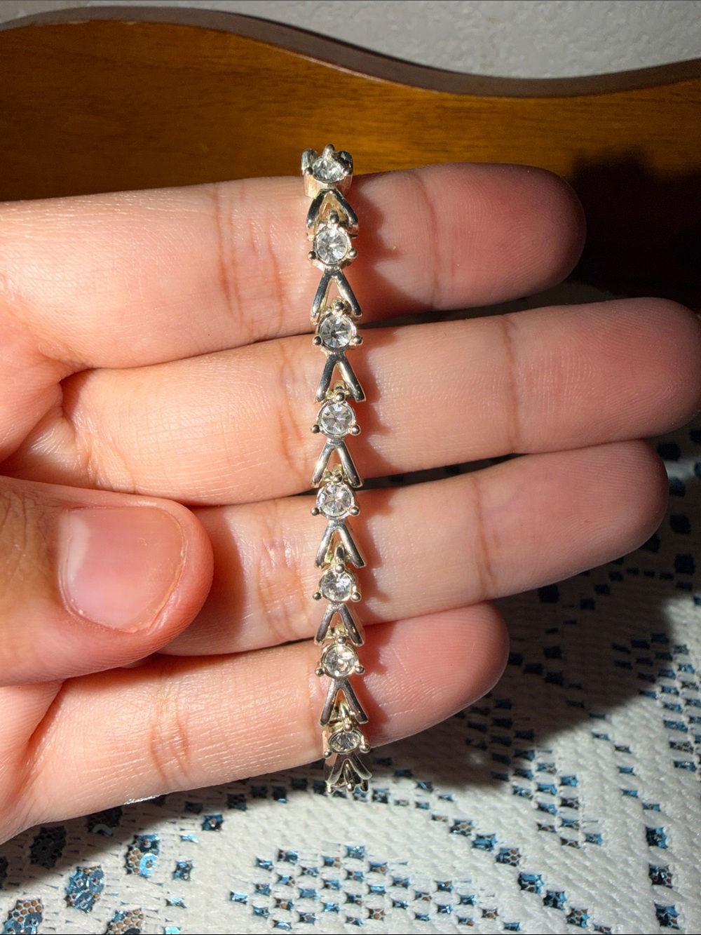 Delicate Silver-Tone Crystal Tennis Bracelet - Sparkling Clear Stones